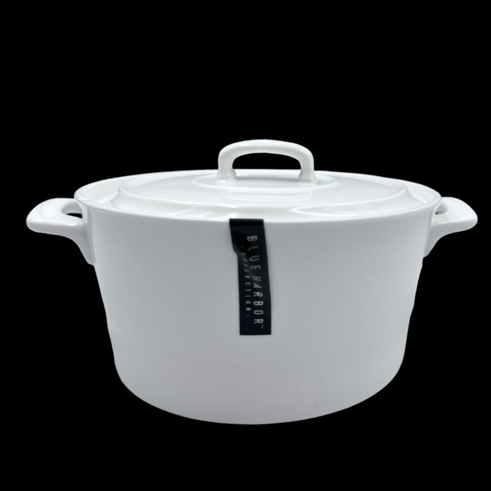 Blue Harbor Collection 6.5” White Porcelain Covered Casserole Baker – New